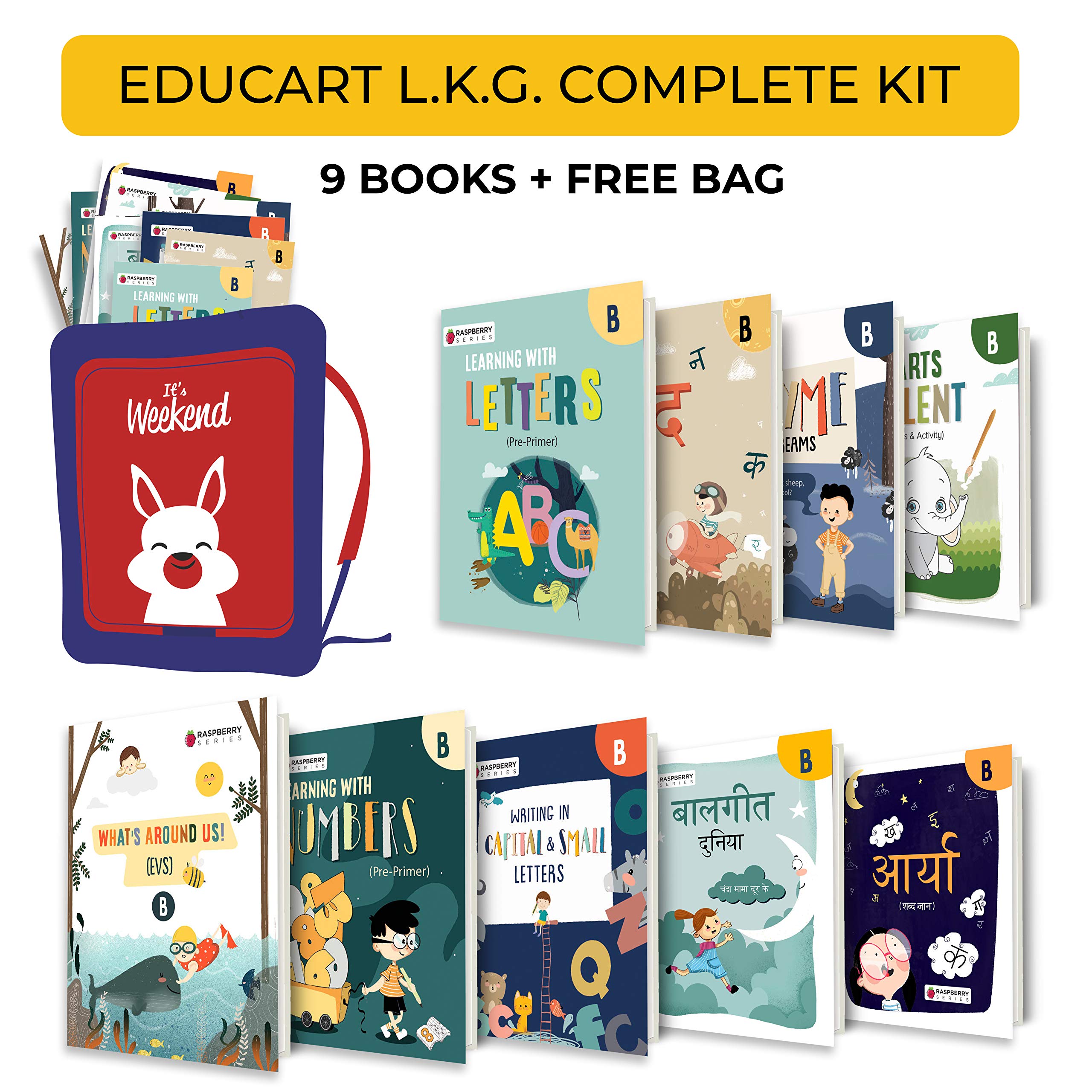 Buy Educart LKG School Kit (School bag + 9 books For 3-6 Years) of